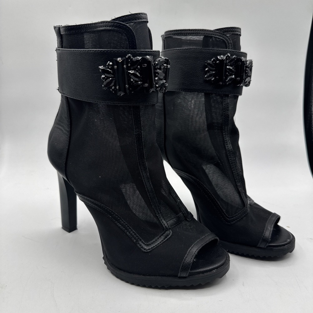 Karl Lagerfeld Blayze Mesh Peep Toe Boot Heel 7.5US